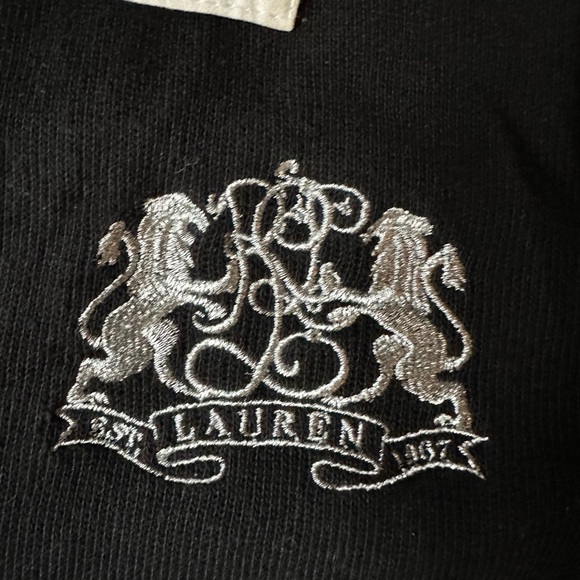 Lauren Ralph Lauren Womens Size Large Black Embroidered Logo Cardigan - Picture 5 of 6